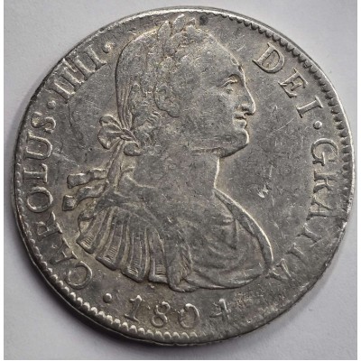MEXICO 8 REALES SILVER COIN CAROLUS IIII 1804