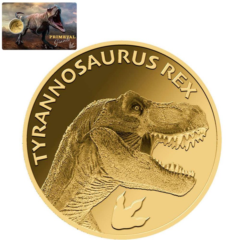 TYRANNOSAURUS REX 1/1000 Oz Gold Coin 3000 Francs Chad 2023 GOLD AND SILVER BULLION