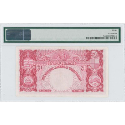 BRITISH CARIBBEAN 1 dollar 1958-1964 QEII Banknote P7c PMG 30