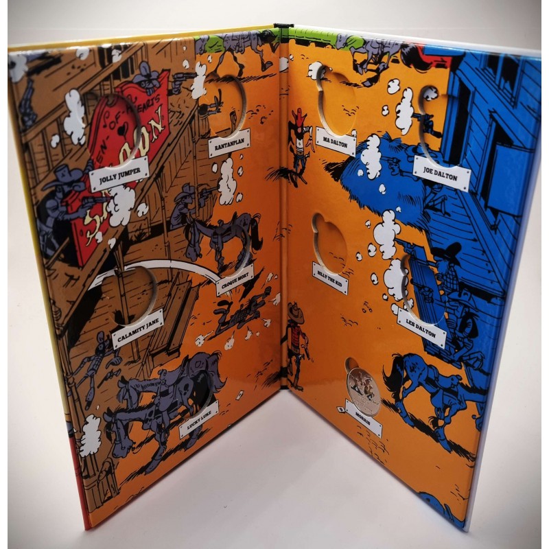 FRANCE LUCKY LUKE EURO COIN MEDAL COMPLETE COLLECTION PACK OF 9 + COLLECTORS ALBUM MONNAI DE PARIS WORLD COINS