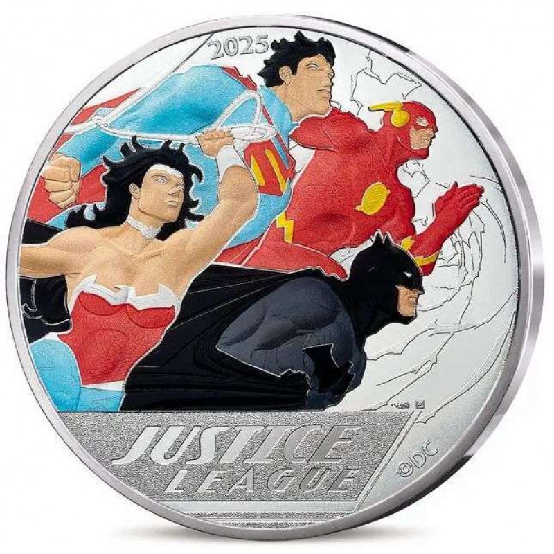 France 2025 JUSTICE LEAGUE DC Comics Silver Coin 100€ Euro WORLD COINS