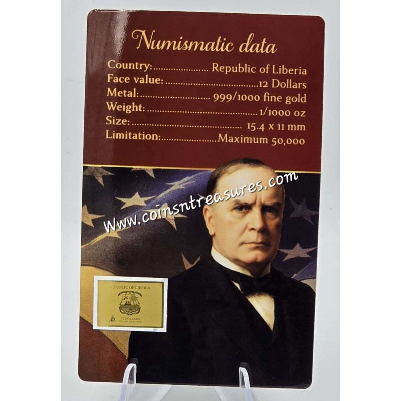 Presidents of the USA William McKinley 1/1000 Oz Gold Coin GOLD AND SILVER BULLION