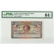 CYPRUS 5 SHILLING 1947 KGVI GEM UNC PMG 64 EPQ p22