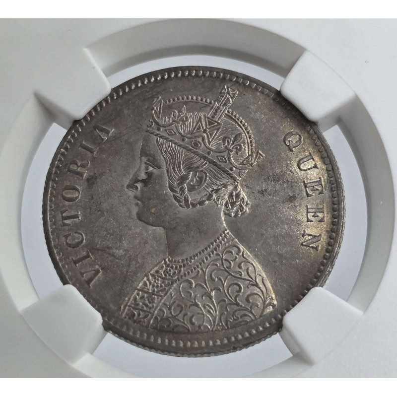 British India Silver 1 rupee 1862 Victoria Gothic style NGC MS62 WORLD COINS