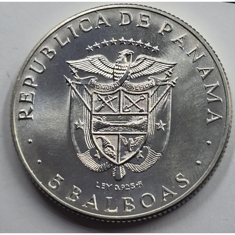 Panama 5 Balboa silver coin 1970 Caribbean Games top WORLD COINS