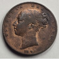 GREAT BRITAIN UK 1840 Farthing coin Queen Victoria