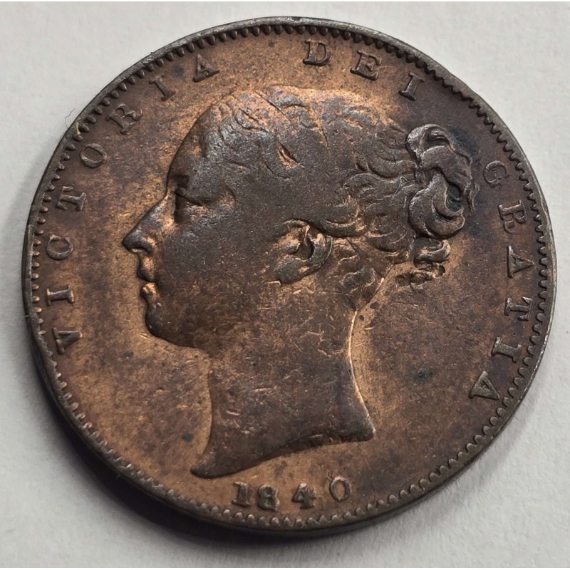 GREAT BRITAIN UK 1840 Farthing coin Queen Victoria WORLD COINS