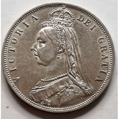 GREAT BRITAIN UK 1887 HALF CROWN SILVER COIN QUEEN VICTORIA