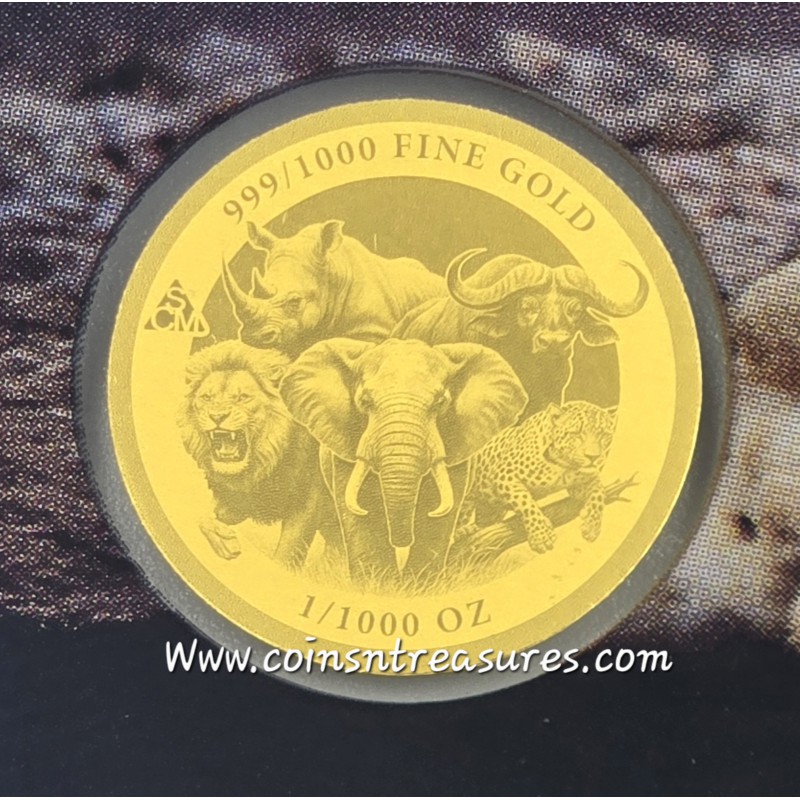 AFRICAN LION 1/1000 Oz Gold Coin in card GOLD AND SILVER BULLION