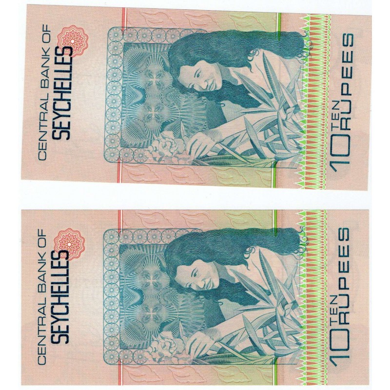 AFRICA SEYCHELLES 1979 UNC CONSEQUTIVE 10 RUPEES BANKNOTES P23 WORLD BANKNOTES