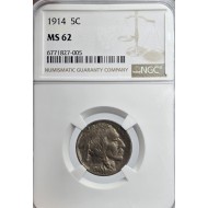USA 1914 5 CENTS BUFFALO INDIAN NICKEL COIN NGC MS62