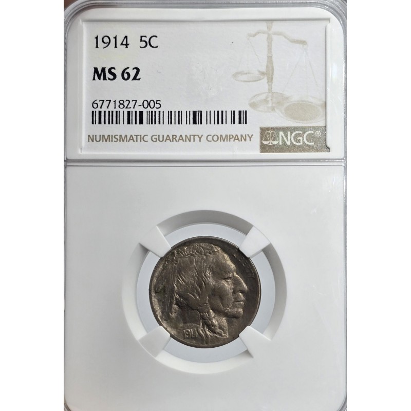 USA 1914 5 CENTS BUFFALO INDIAN NICKEL COIN NGC MS62 WORLD COINS