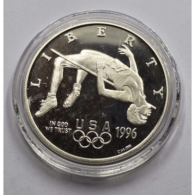 USA 1996 Atlanta Olympics High Jump Silver Dollar Coin