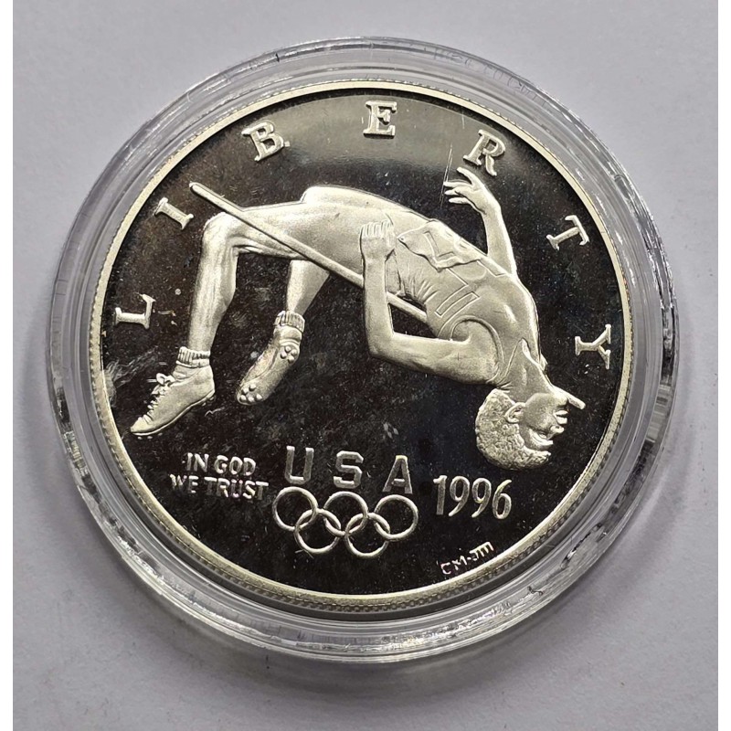 USA 1996 Atlanta Olympics High Jump Silver Dollar Coin WORLD COINS