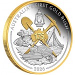 Australia's First Gold Rush 2026 1oz Silver Proof Gilded Coin GOLD AND SILVER BULLION