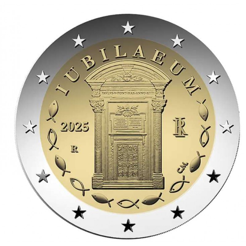 Italy 2 Euro coin Jubilee Year 2025 BU in Coincard WORLD COINS