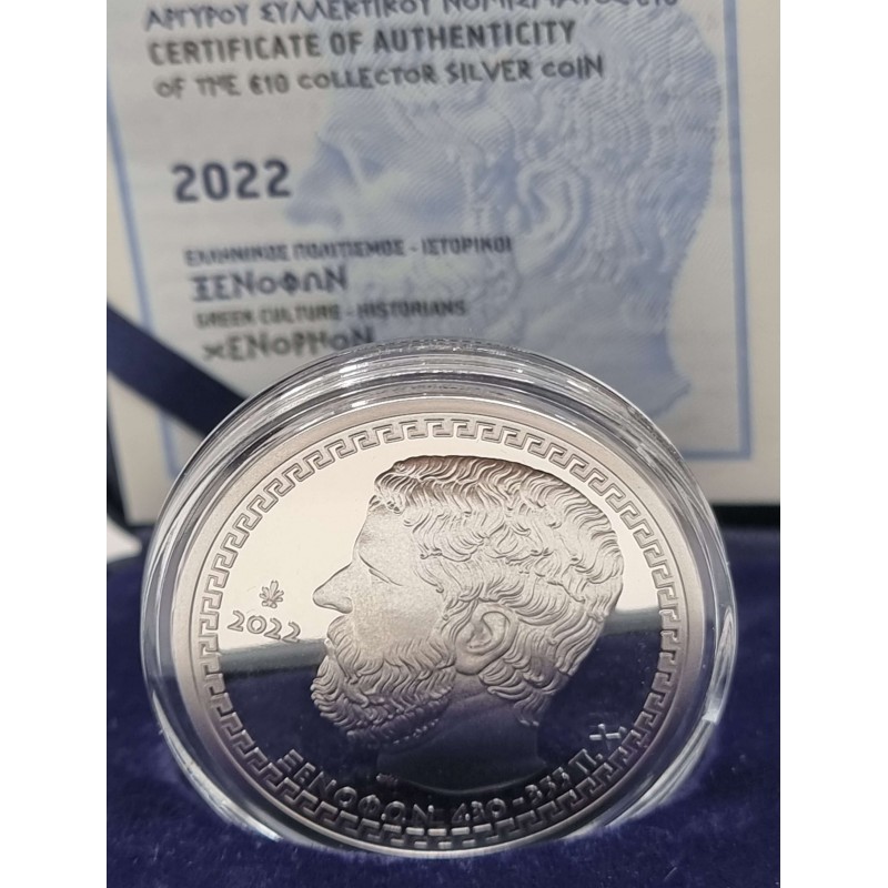 GREECE 2022 SILVER PROOF 10 EURO GREEK PHILOSOPHER XENOPHON WORLD COINS