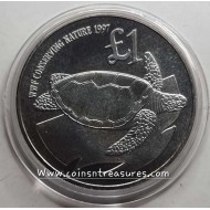 CYPRUS 1997 1 POUND COIN WWF TURTLE CUNI UNC
