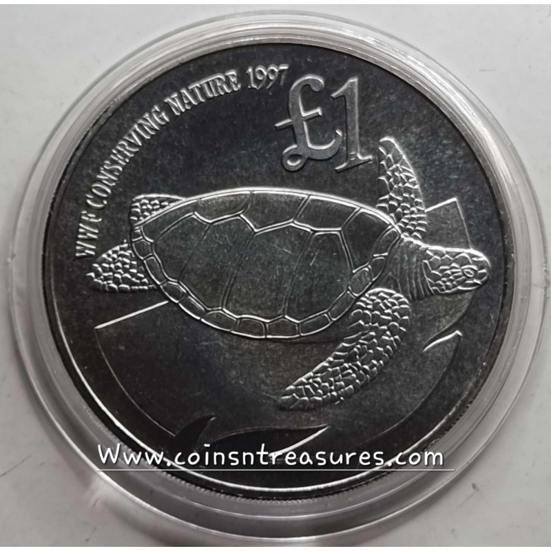 CYPRUS 1997 1 POUND COIN WWF TURTLE CUNI UNC WORLD COINS