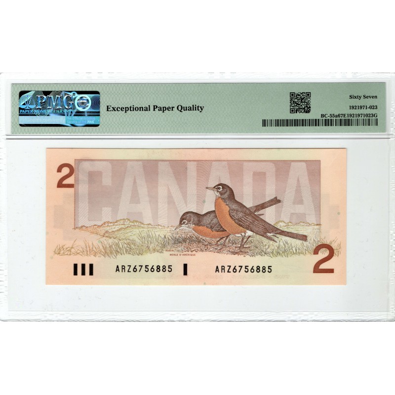 CANADA 1986 2 DOLLAR QEII P55a PMG 67 EPQ ELIZABETH II WORLD BANKNOTES