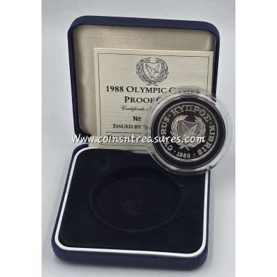 CYPRUS 1988 SILVER PROOF COIN 50 CENTS OLYMPIC GAMES SEOUL