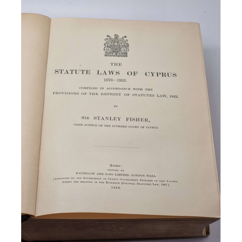 STATUE LAWS OF CYPRUS VOL I 1878 - 1923 HARDCOVER BOOK IMPERIAL ORDERS JOHN CURTOIS HOWARD ANTIQUES & OTHER COLLECTIBLES