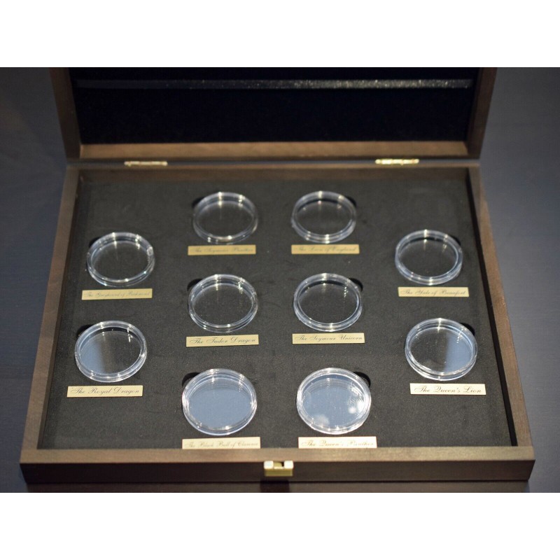 WOODEN CASE Box Royal Tudor Beasts Series 2 Oz Display 10 Silver Coins Holder GOLD AND SILVER BULLION