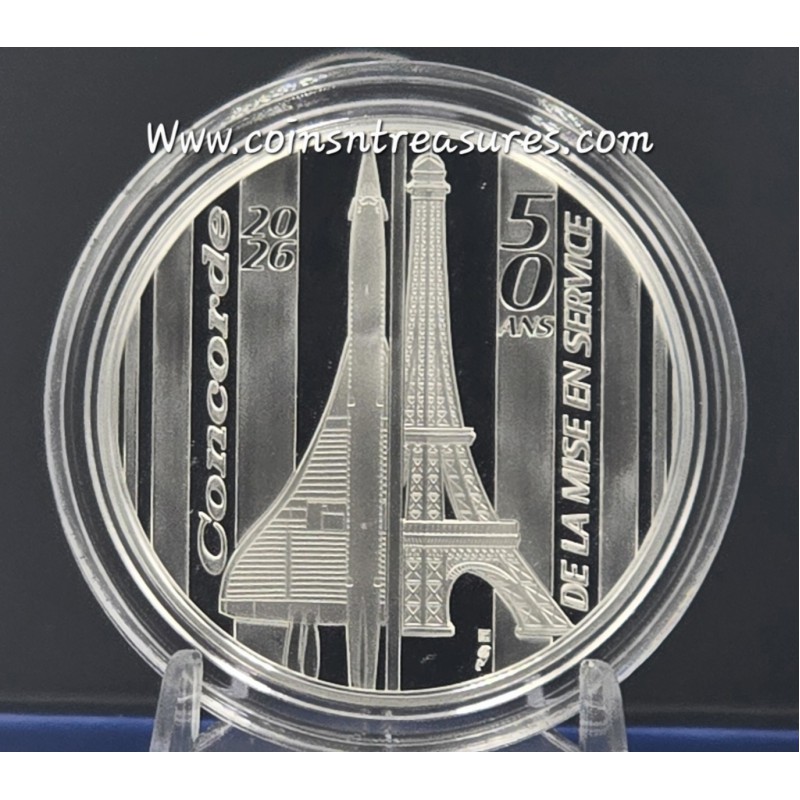 France 2026 50th anniversary of Concorde Proof Silver Coin .999 WORLD COINS
