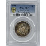 SAN MARINO 1975 SILVER 500 LIRE PCGS MS67 TOP RAINBOW COLOR WORLD COINS