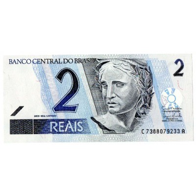 BRAZIL 2 REAIS 2001 UNC BANKNOTE P249 TURTLE