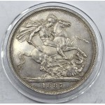 GREAT BRITAIN UK 1887 CROWN SILVER COIN QUEEN VICTORIA AU WORLD COINS