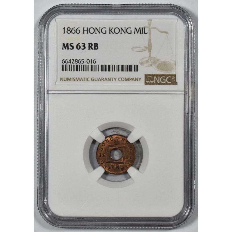 HONG KONG 1866 1 MIL QUEEN VICTORIA NGC MS63RN WORLD COINS