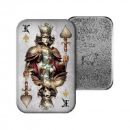 Poker Cards King of Spades .9999 Silver cast bar 2oz