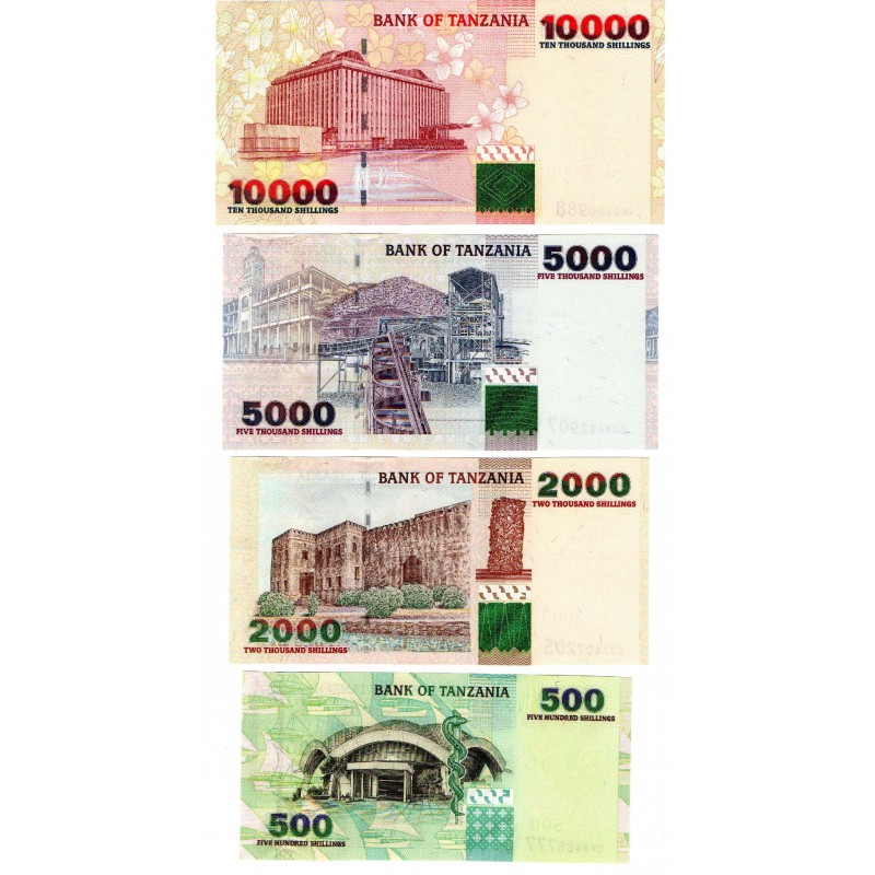 AFRICA TANZANIA COMPLETE ANIMAL SET 2003 - 2006 UNC WORLD BANKNOTES