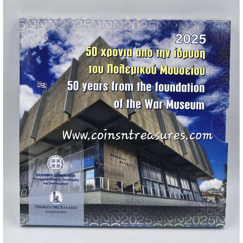 Greece 2025 50 Years of War Museum 5 Euro Silver Proof Coin WORLD COINS