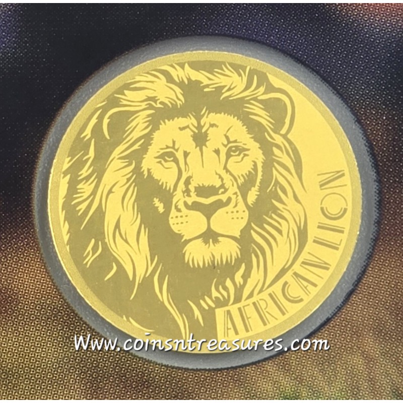 AFRICAN LION 1/1000 Oz Gold Coin in card GOLD AND SILVER BULLION