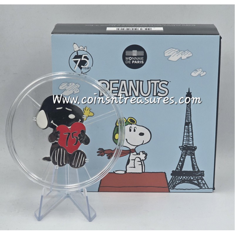 France Peanuts 75th Anniversary Snoopy Shaped .999 Silver WORLD COINS