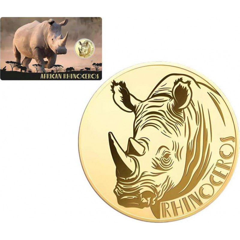 AFRICAN RHINOCEROS 1/1000 Oz Gold Coin 3000 Francs Chad 2024 GOLD AND SILVER BULLION
