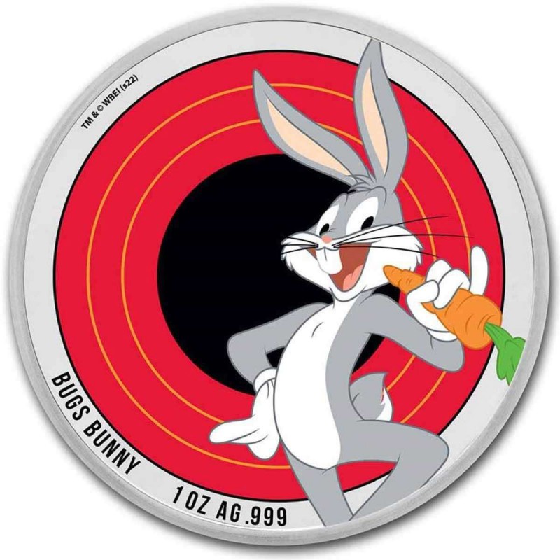 Samoa 1 oz silver Coin Looney Toons BUGS BUNNY 2022 color GOLD AND SILVER BULLION