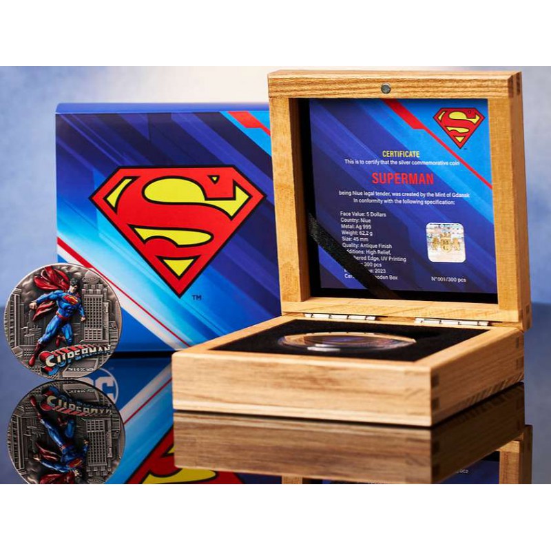 SUPERMAN 2 Oz Silver Coin 5$ DC Comics Niue 2023 GOLD AND SILVER BULLION