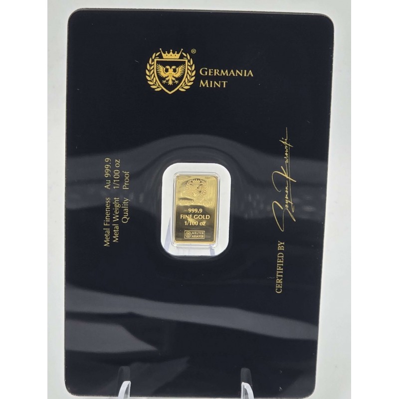 Germania 1/100 oz Pure Gold bar 999.9 sealed in Blister pack GOLD AND SILVER BULLION