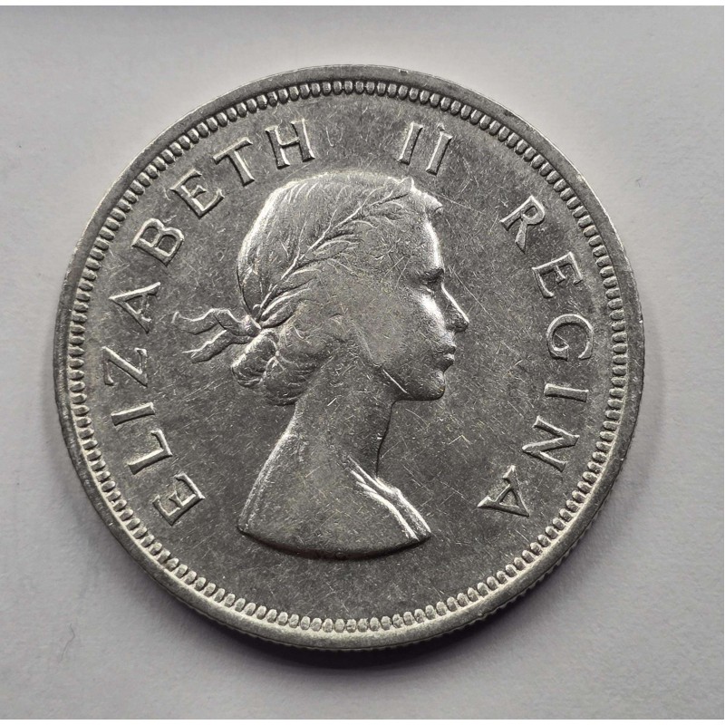 South Africa 2.5 Shilling silver coin QE 1955 WORLD COINS