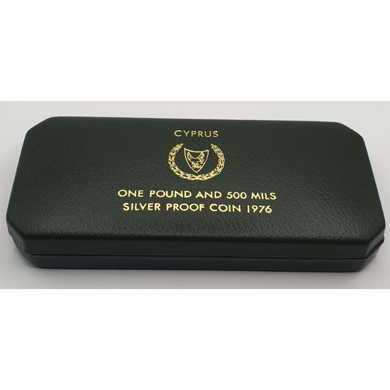 CYPRUS 1976 SILVER PROOF 1 POUND & 500 MILS COINS REFUGEES SET BOX WORLD COINS