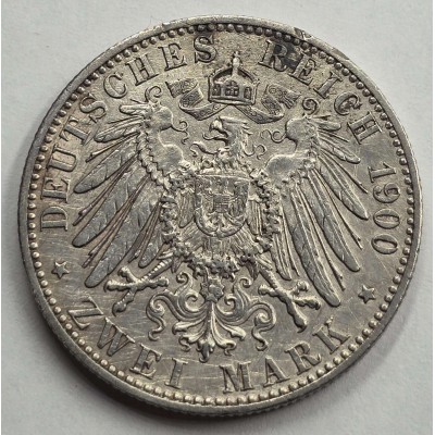Germany 1900 William II silver 2 mark coin