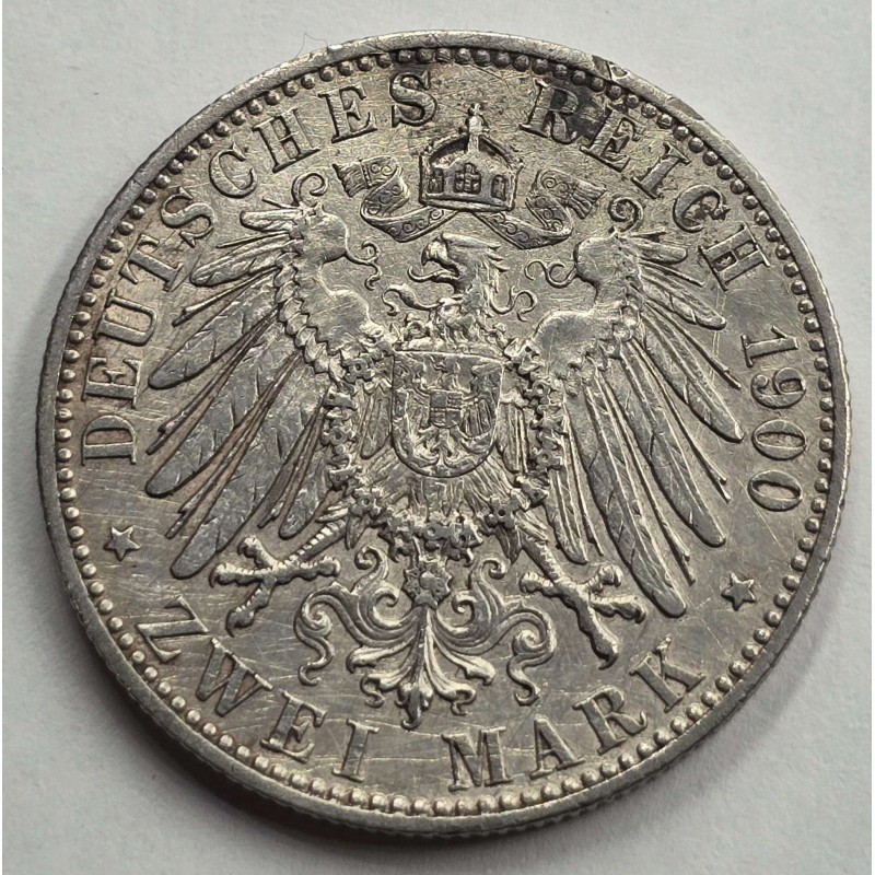 Germany 1900 William II silver 2 mark coin WORLD COINS