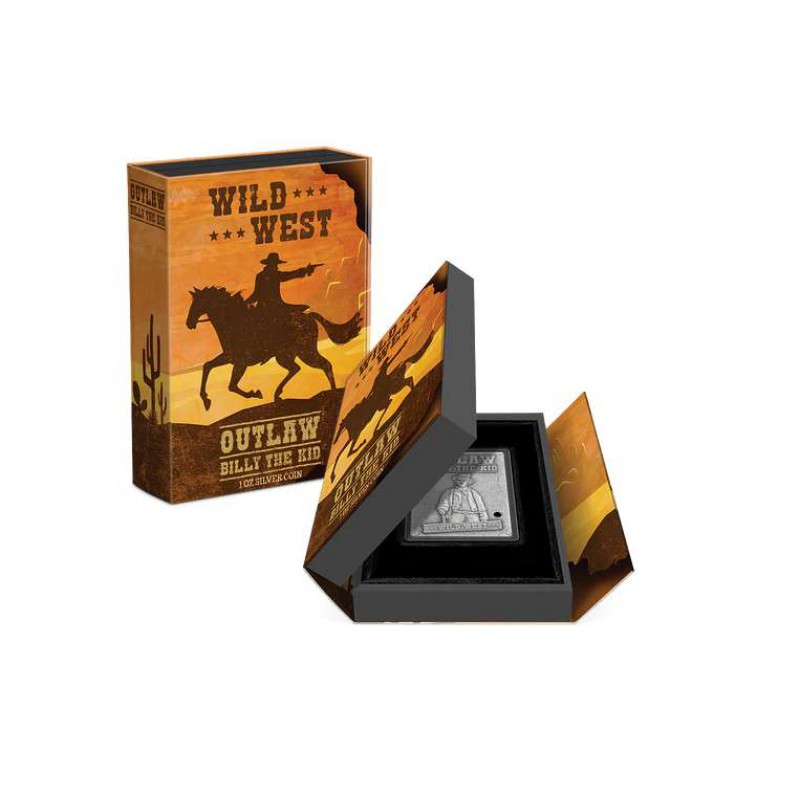 OUTLAW BILLY THE KID Wild West 1 Oz Silver Coin bar Niue 2023 GOLD AND SILVER BULLION