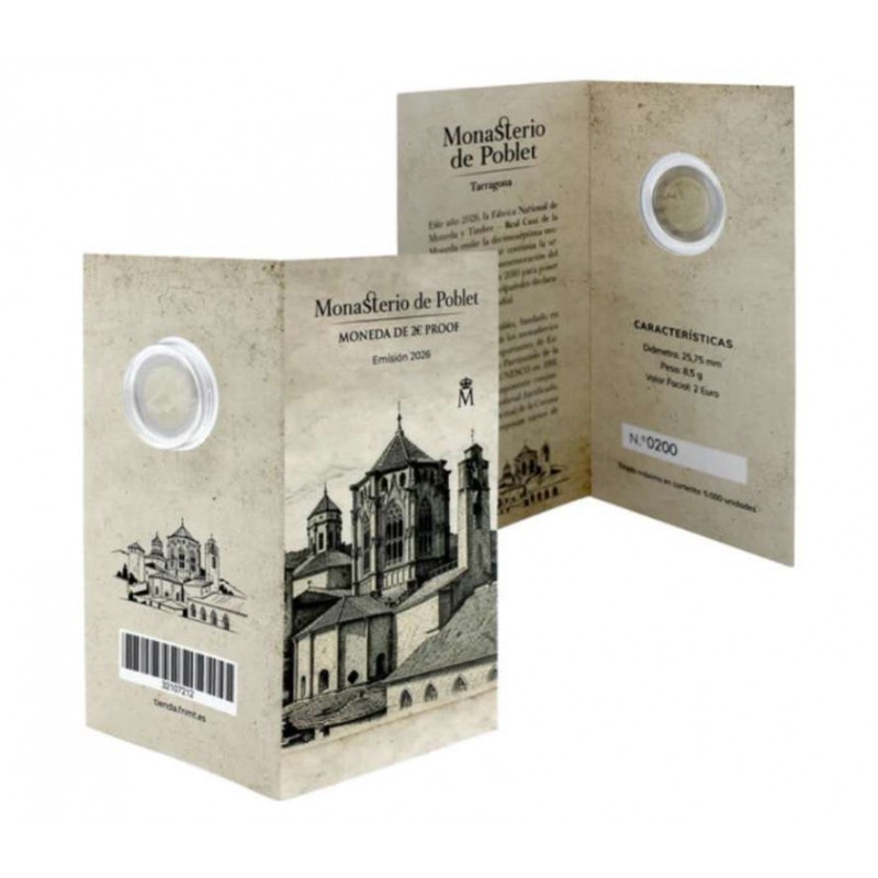 Spain Monastery of Poblet 2026 Proof 2 euro coin WORLD COINS