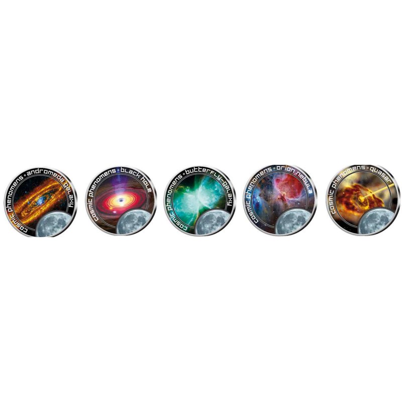 Cook Islands Cosmic phenomena set collection of 7 colored coins WORLD COINS