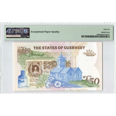 Guernsey ND (1994) P59 PMG Gem UNC 66 EPQ 50 Pounds QEII QUEEN ELIZABETH  Banknote