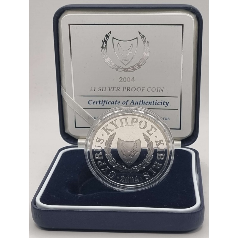CYPRUS 2004 SILVER PROOF 1 POUND TRITONAS ACCESSION OF CYPRUS TO THE EU BOX + COA WORLD COINS